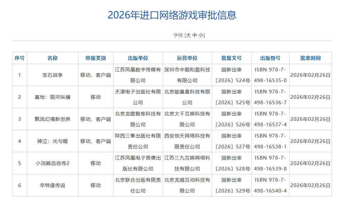 发版号了！2月游戏版号下发 146款国产游戏过审  本次新增了146款游戏国产网