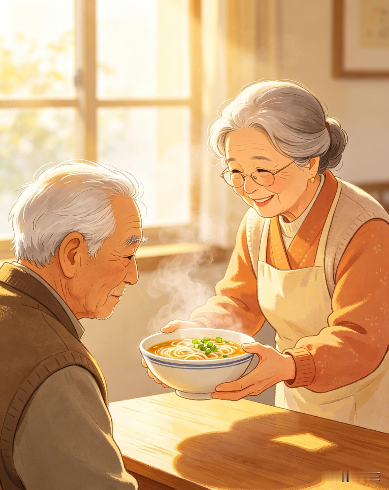 早晨醒来第一个念头:老头这两天胃口太差，得做点鲜香软烂的面汤开开胃。
 
前天老