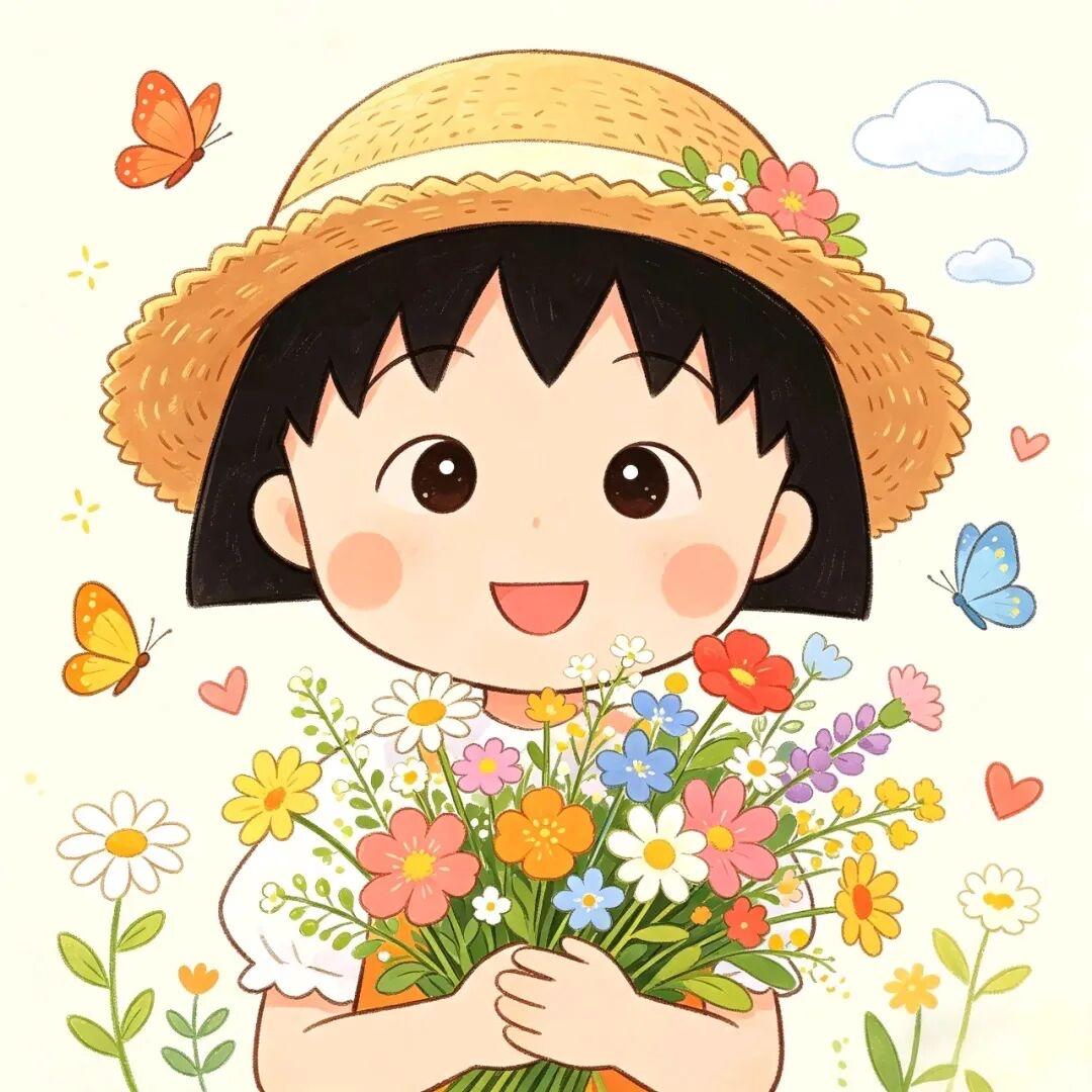 一看就很阳光的樱桃小丸子头像