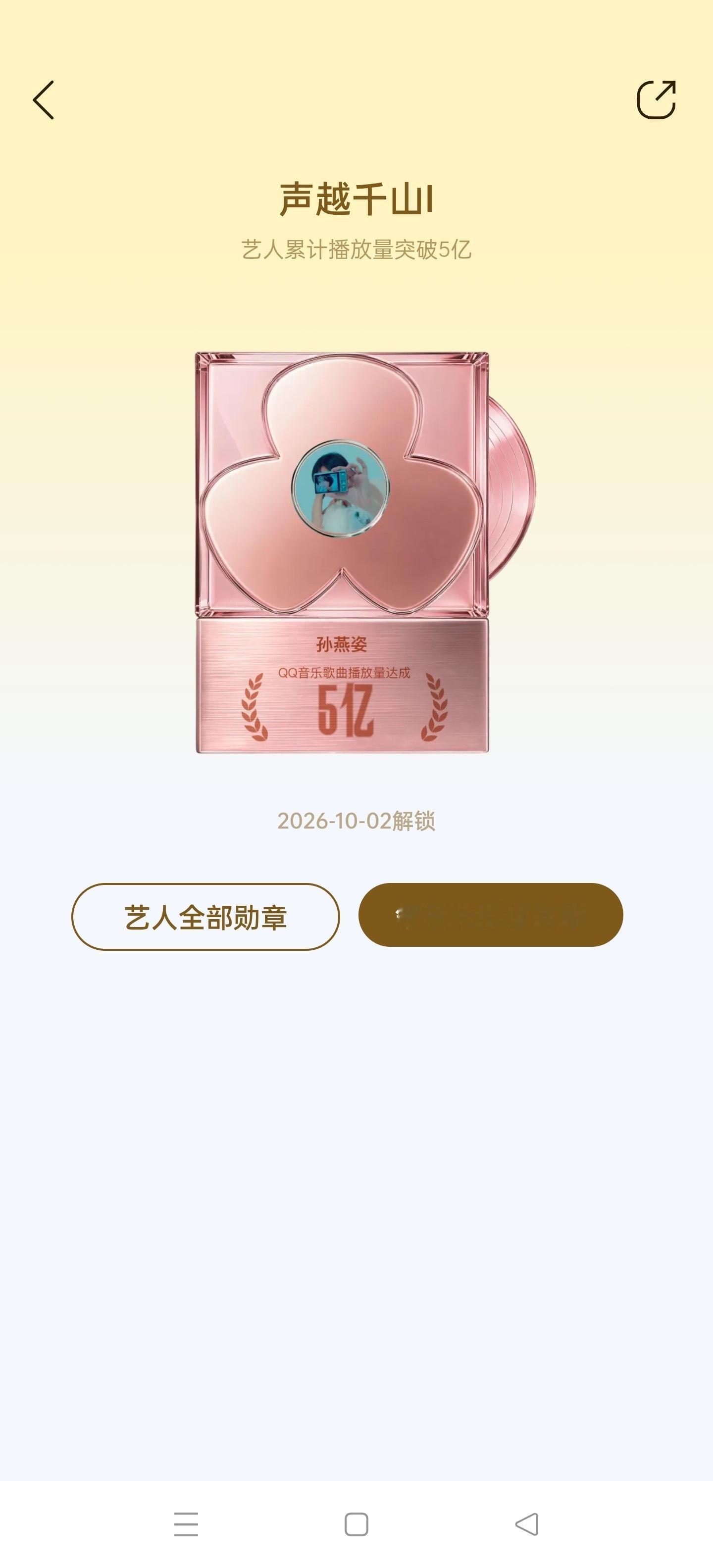 恭喜孙燕姿在2026 QQ音乐累计收听量破5亿，成为继周杰伦、林俊杰、陈奕迅、薛