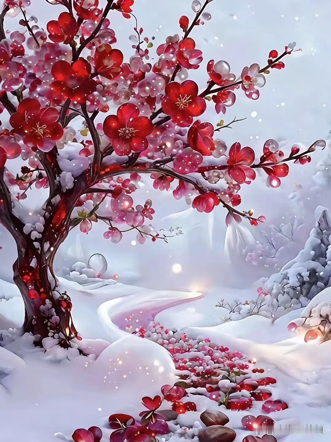 山坡羊·腊月寒梅
寒冬腊月，
梅香盈野，
红苞绽处春光惹。
望天涯，盼春赊。
忽