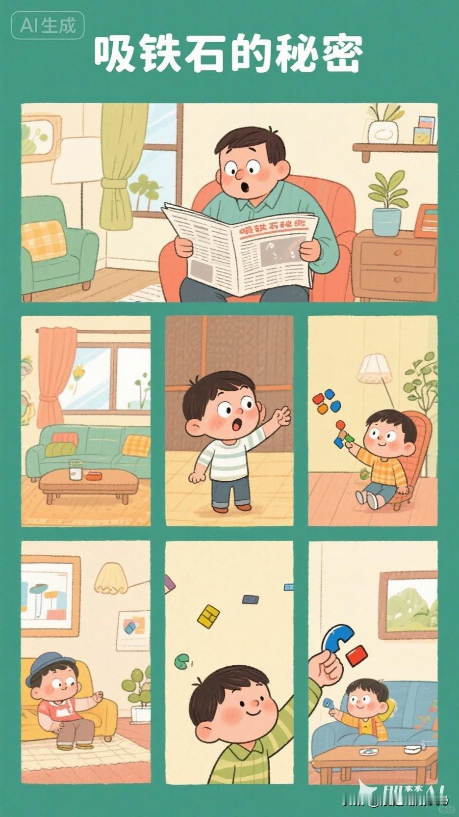 《吸铁石的秘密》
那天放学回家，儿子耷拉着脑袋蹭到我跟前：“爸，我今天惹事了，把