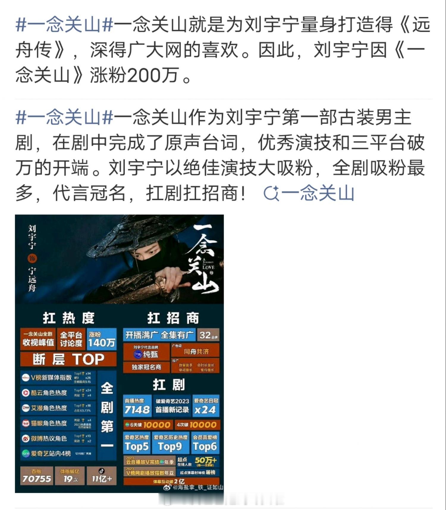 刘诗诗刘宇宁的《一念关山》突然上热搜了你们觉得这部剧是谁扛的？一念关山