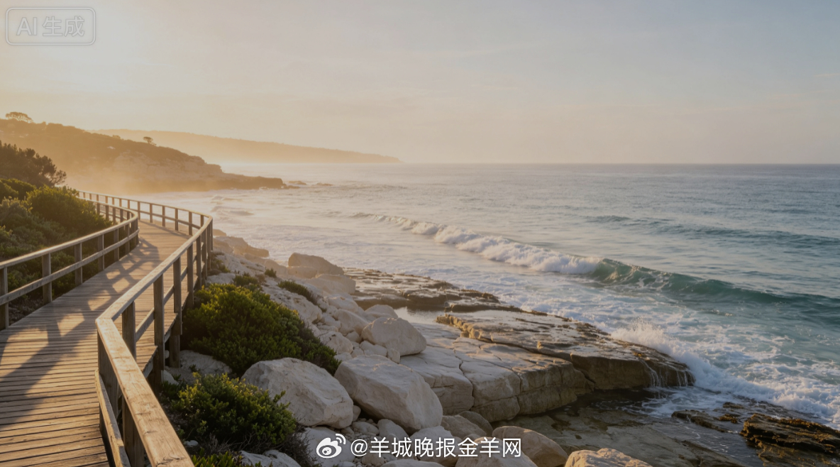#早安# 清晨海风携着盛夏独有的清爽，漫步在滨海步道，浪花轻轻吻过礁石，微风驱散