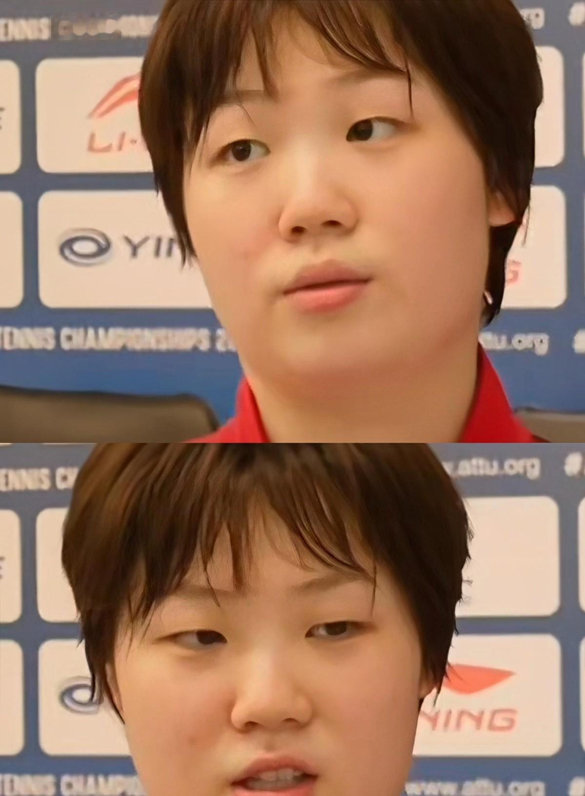 蒯曼3比1拿下桥本帆乃香，职业生涯头一回翻过这座削球山。赢球后她对着镜头点的第一