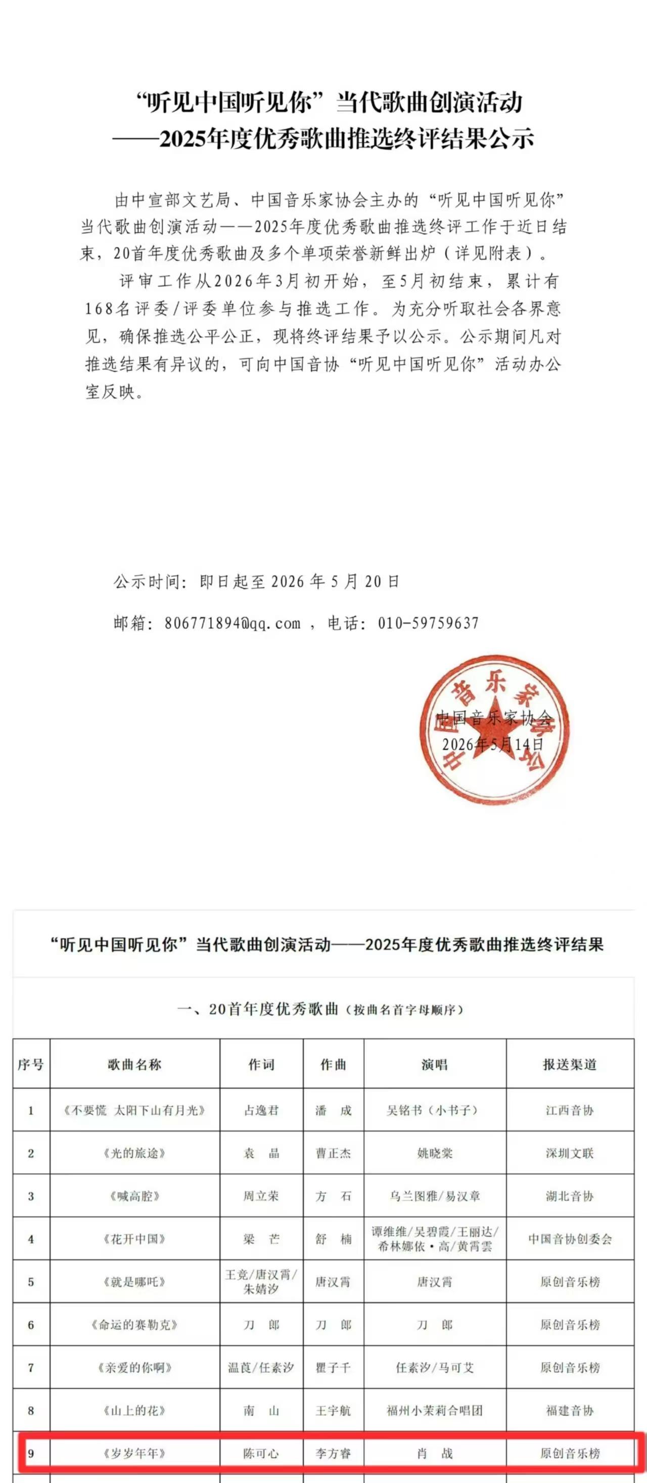 肖战唱的岁岁年年被中国音乐家协会选为2025年优秀歌曲[赞][赞][赞]