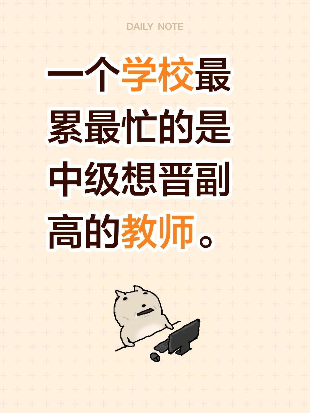 学校里最累最忙的，
不是刚入职的新老师，
也不是快退休的老教师，
而是卡在中级想
