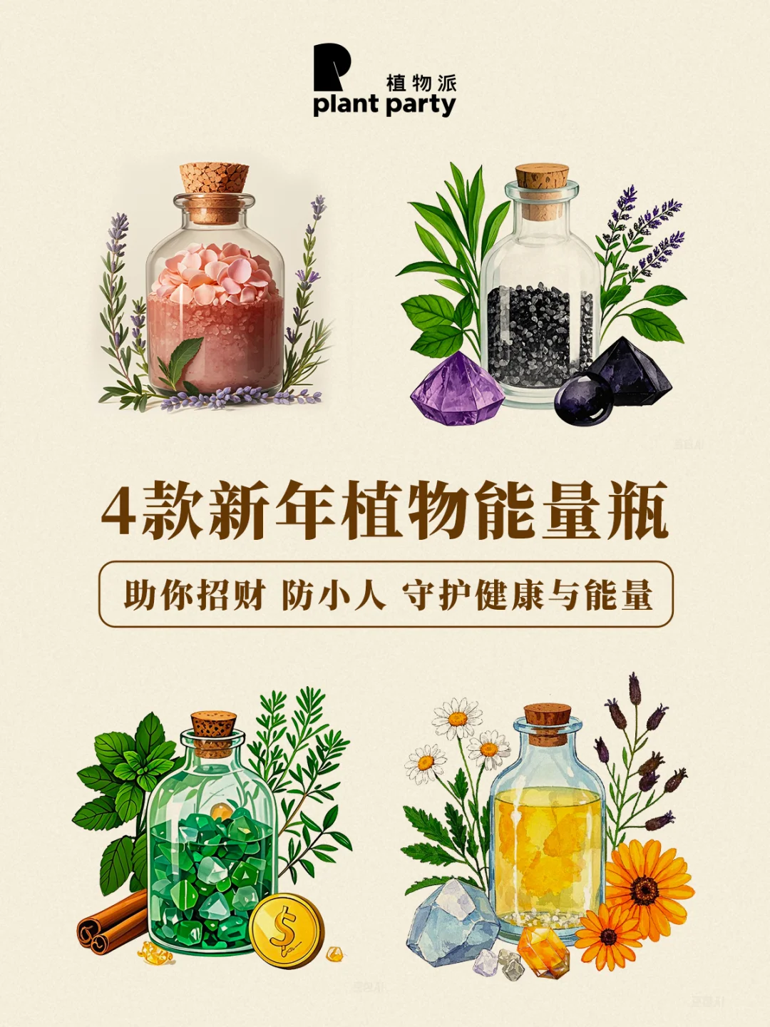 疗愈植物 | 4️⃣款新年提升好运能量瓶🌿