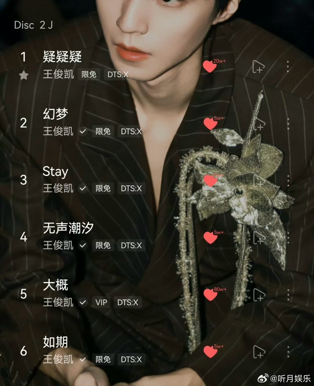 王俊凯新歌上线 王俊凯首张个人专辑《WJK》第二章节《J》上线！新歌循环ing