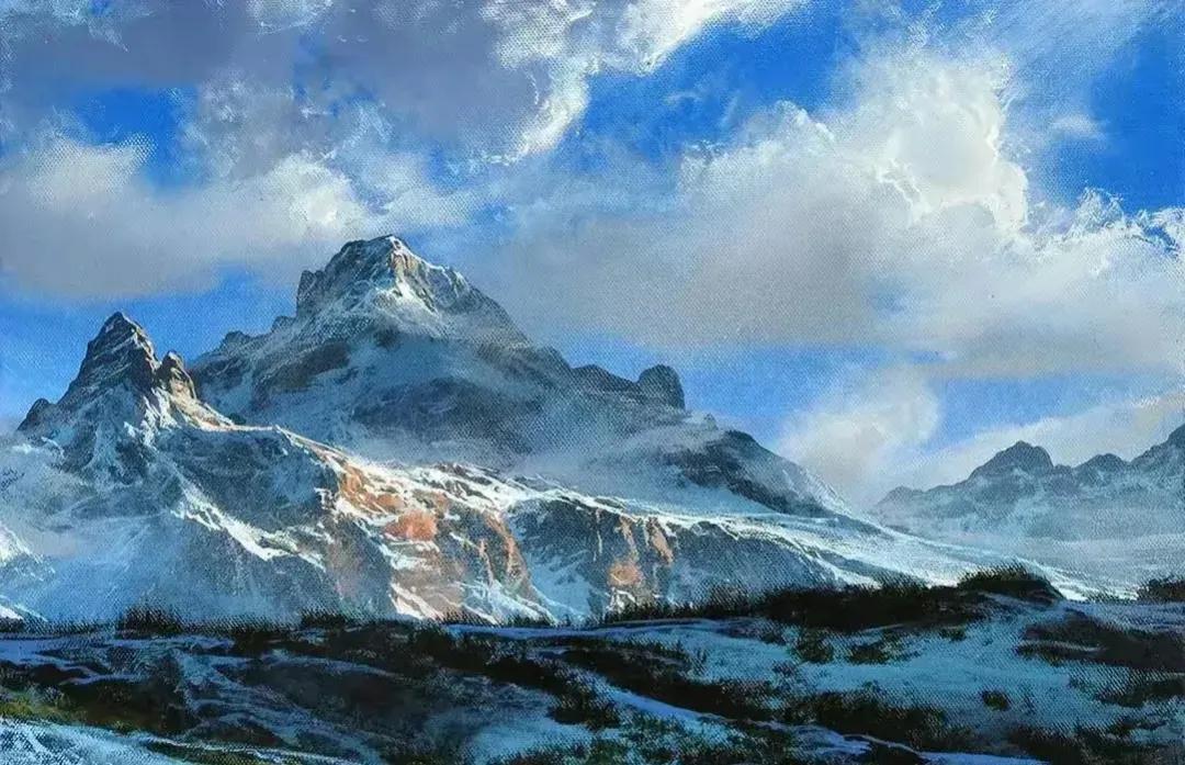 上联：巅峰覆雪白云衬；
下联：？？？