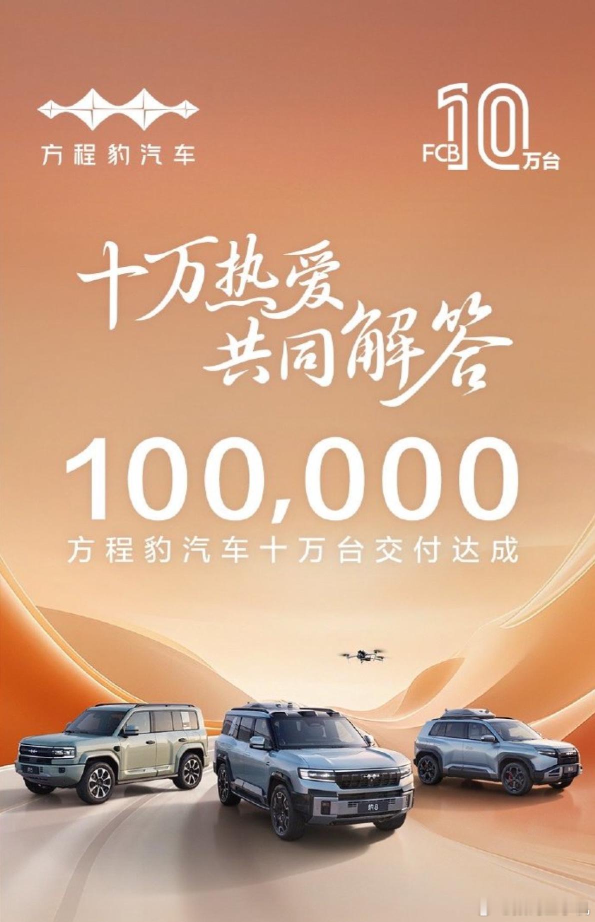 十万热爱共同见证：方程豹汽车10万台交付里程碑18个月卖出10万辆，这个数字背后