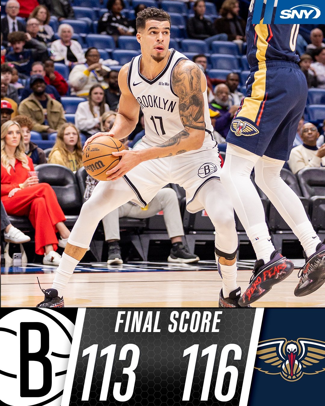 最后一球甚至莫名其妙真的到了小波特手里，但他的转身超远三分偏出，篮网惜败给鹈鹕！