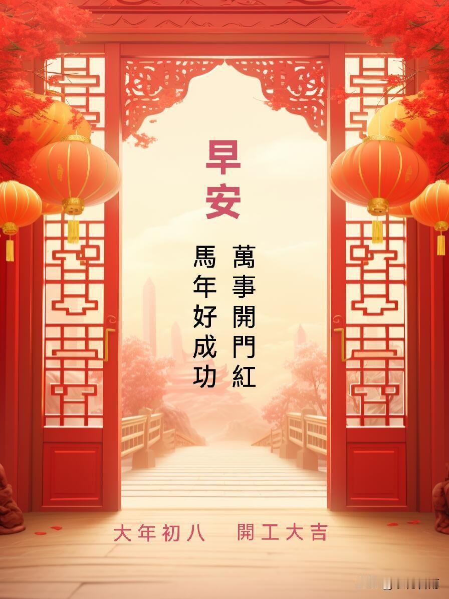 正月初八，晨光破晓。愿新的一天，事业扶摇直上，生活喜乐安康，好运如影随形，像璀璨