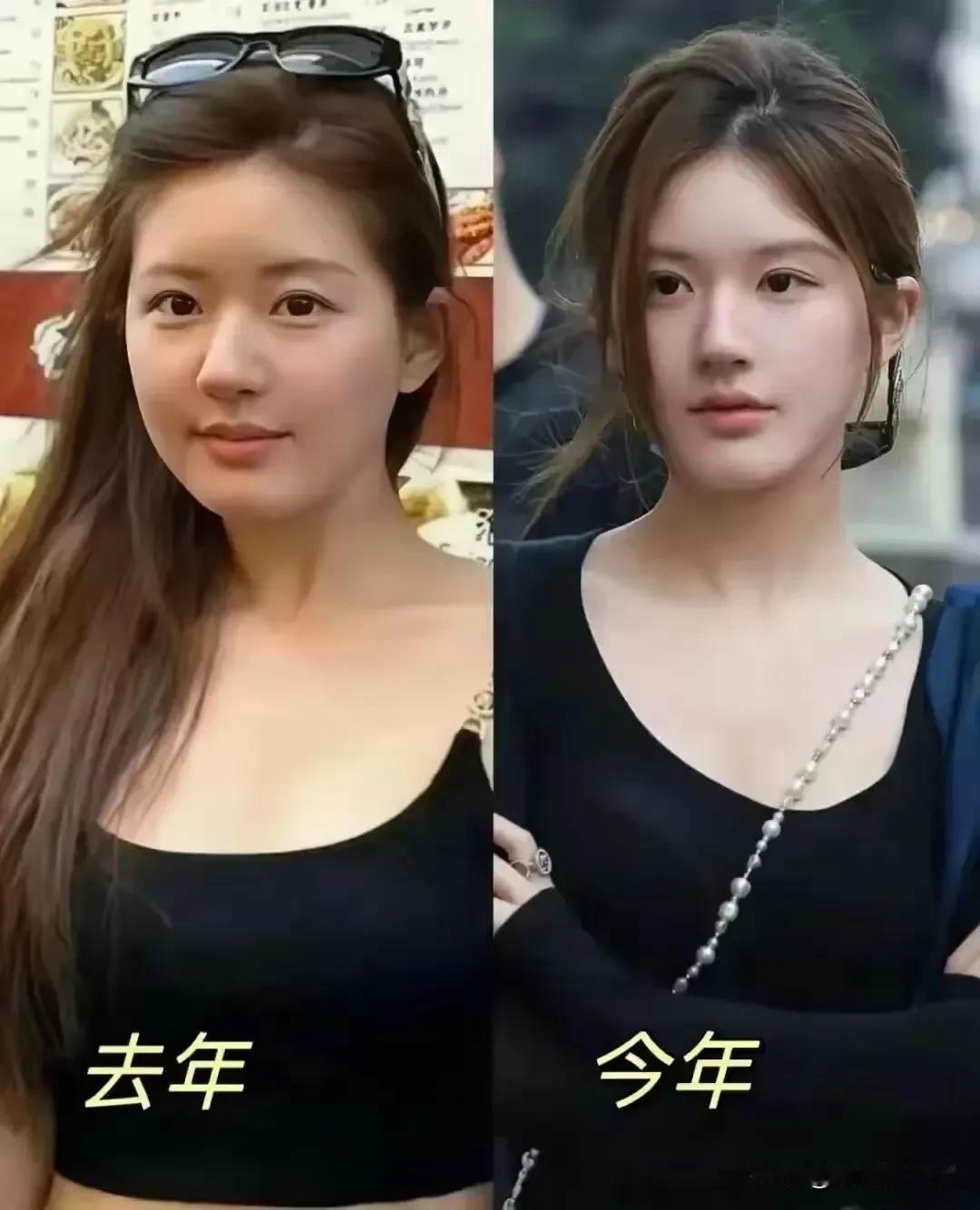 胖的时候气血充足，瘦下来上镜更时尚，两种状态都很美！
但是胖胖的她更有观众缘，深