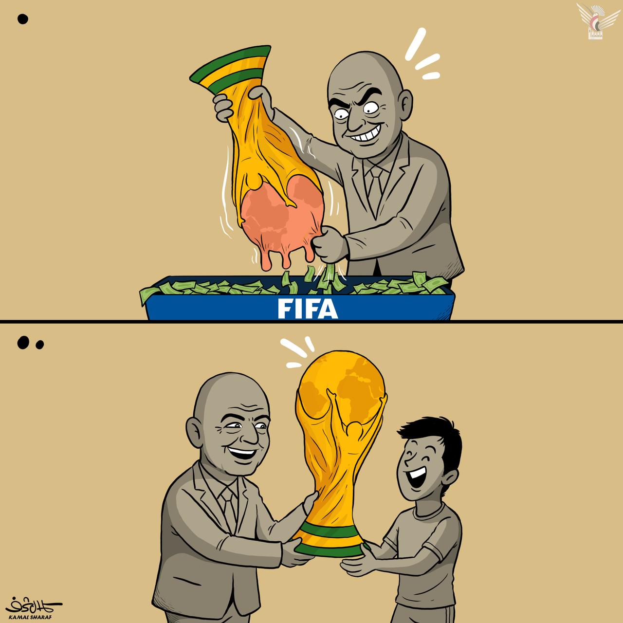 胡塞武装发表一幅与世界杯相关的漫画
