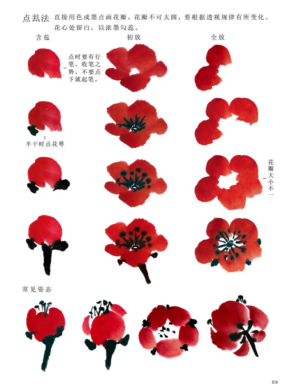 花卉国画教程——《花卉笔记》梅花花头画法🎨超简单的，你学会了吗！#漫视界企划#