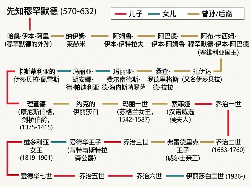 论先知和英国王室的血缘关系。 ​​​​