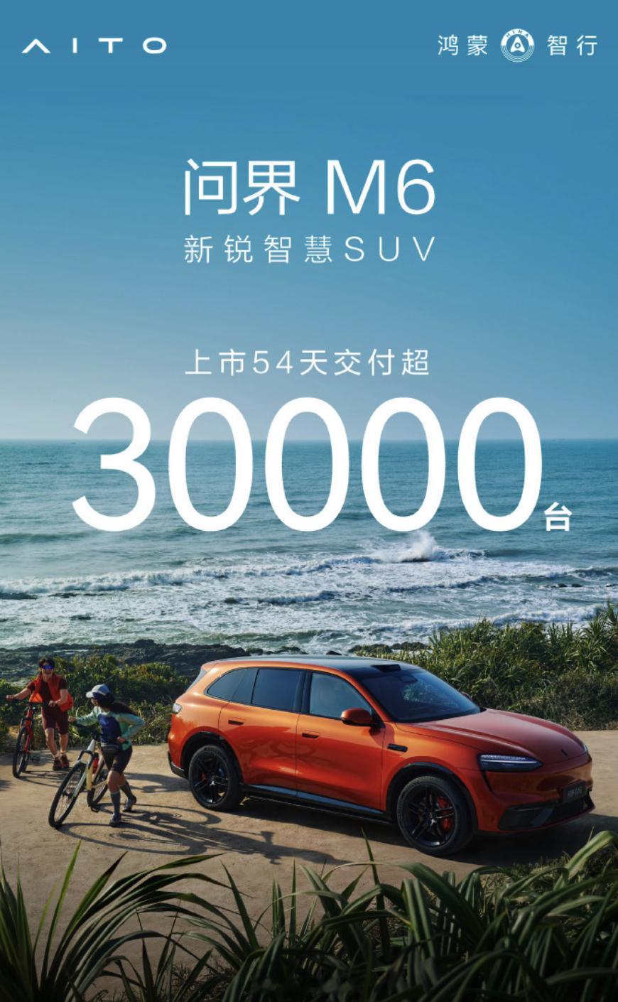 问界 M6 上市不到两个月，交付 3 万台了，有没有你的一份？明天还有问界 M6