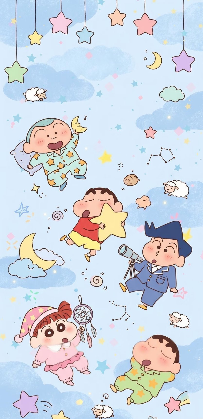 蜡笔小新 满屏的星星蜡笔小新好治愈！今日营业：快乐野原新之助吃饱睡好，万事没烦恼