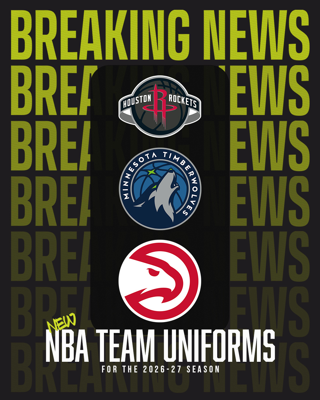 火箭、森林狼、老鹰下赛季将推出新球衣火箭将推出一款现代经典球衣，重现奥拉朱旺/番