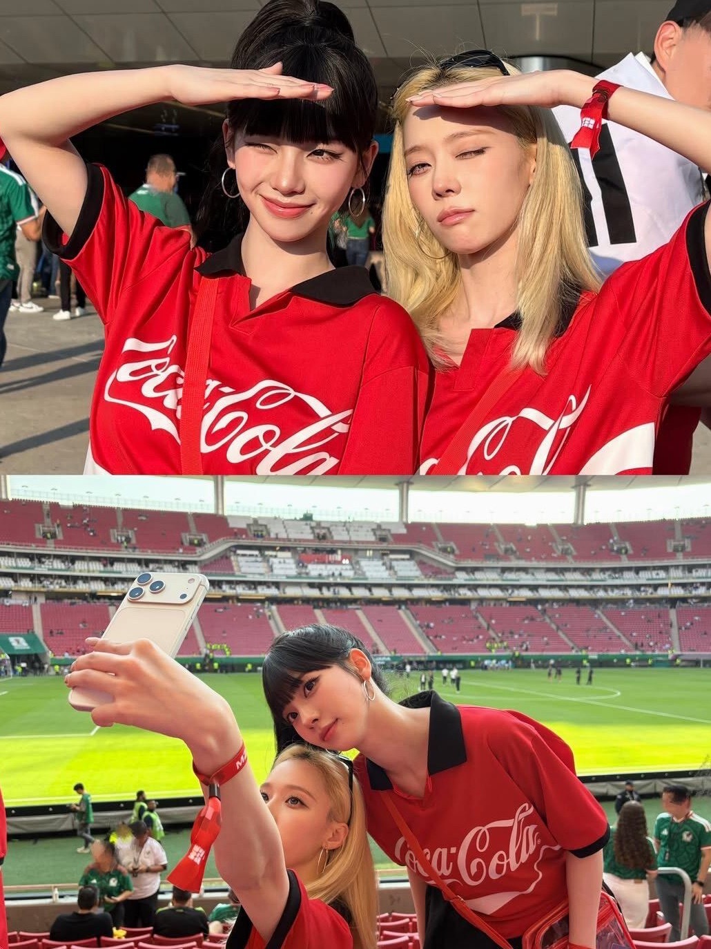 Karina&Winter🥤现场应援韩国队世界杯首场比赛 