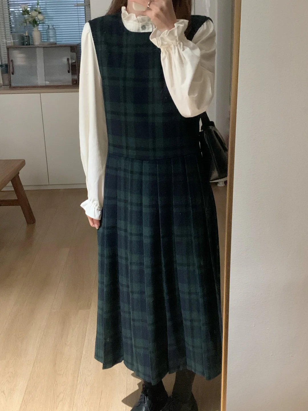 啊啊啊好喜欢这条绿格纹裙～