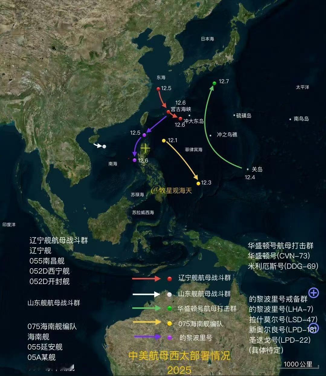 网友绘制的西太中美海军兵力部署