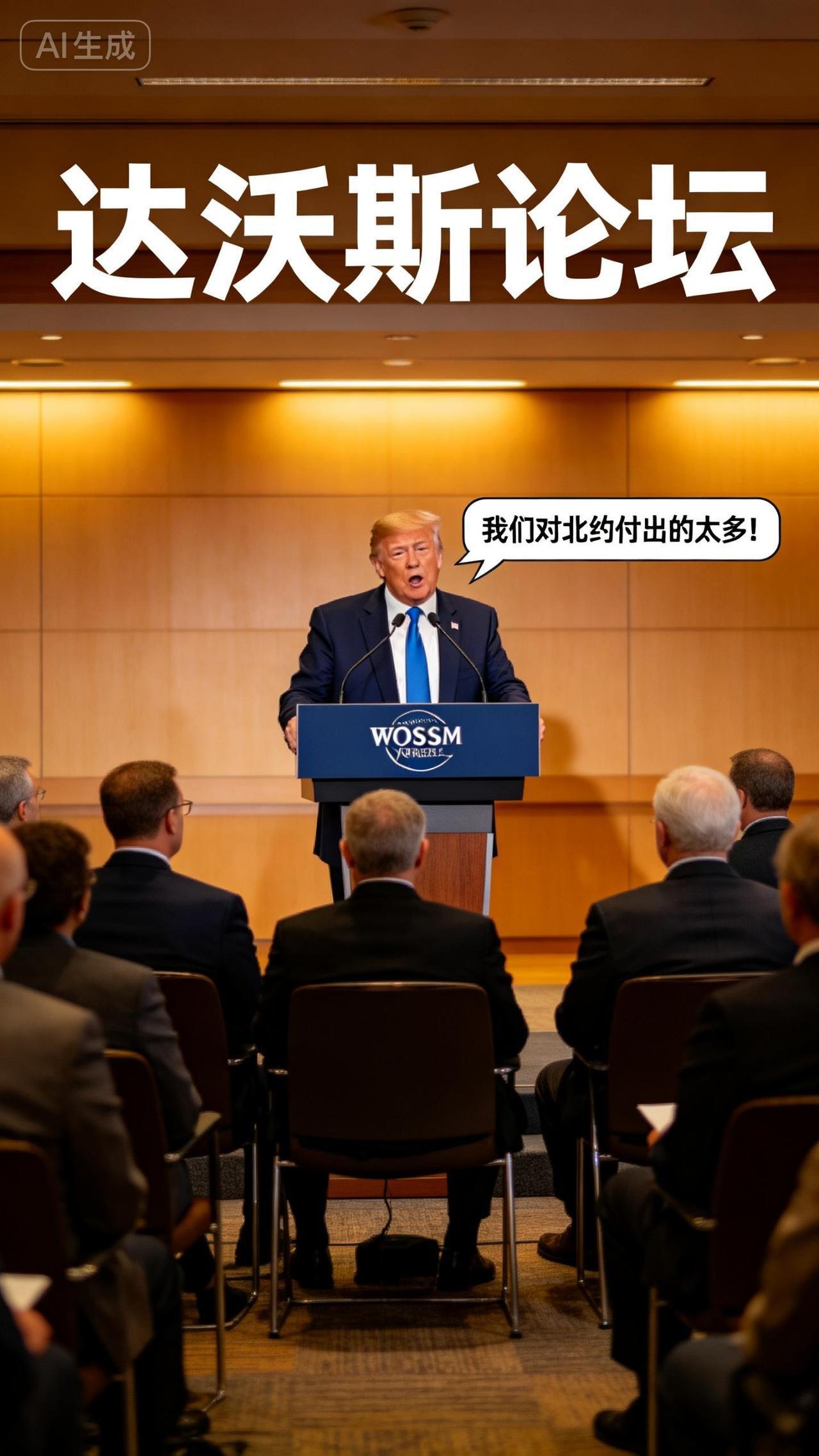 特朗普全盘否定北约的作用，令英国等传统盟友愤懑不已。
在达沃斯论坛上，美国总统特