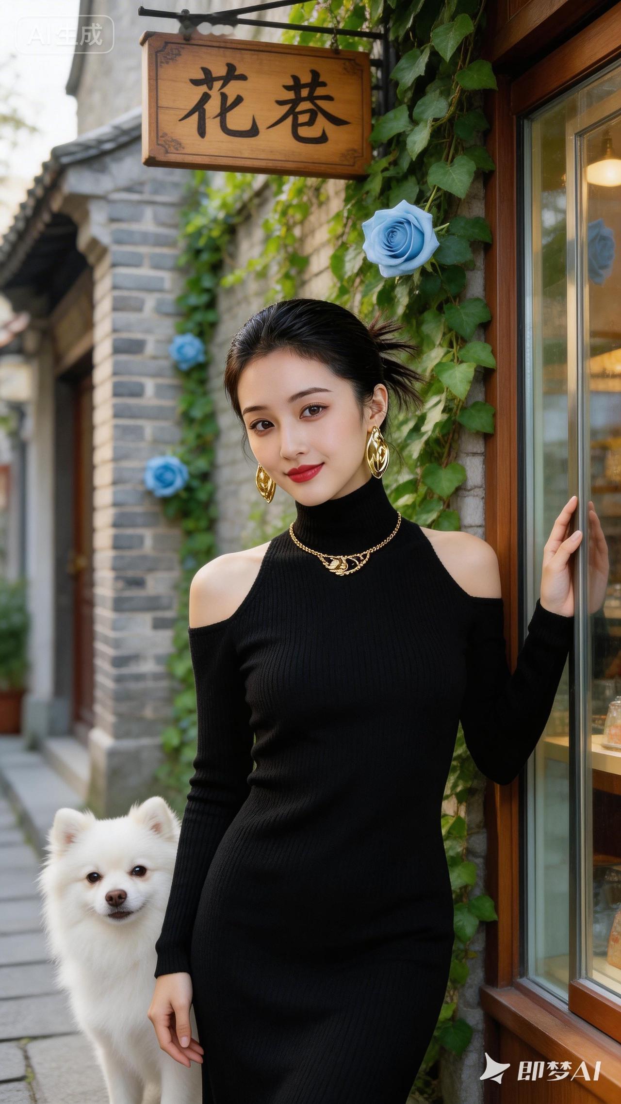 花巷咖啡馆的时尚穿搭，黑白配的优雅魅力