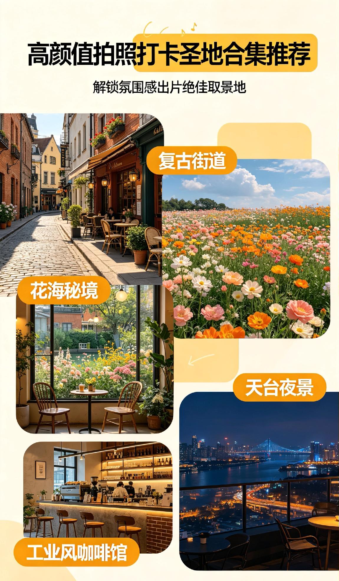 高颜值拍照打卡圣地合集推荐
解锁氛围感出片绝佳取景地