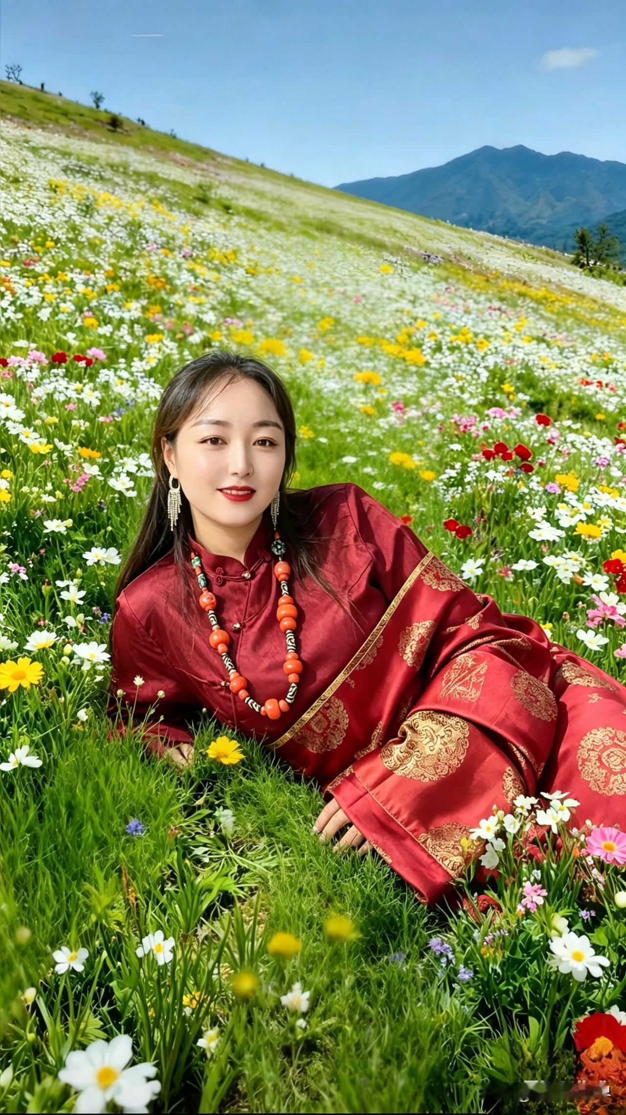 在花海中绽放，与自然共舞的美丽瞬间带你看花海美景 花海精灵写真