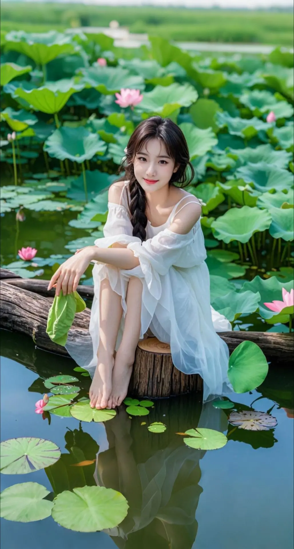 AI扩图 AI碧湖佳人
