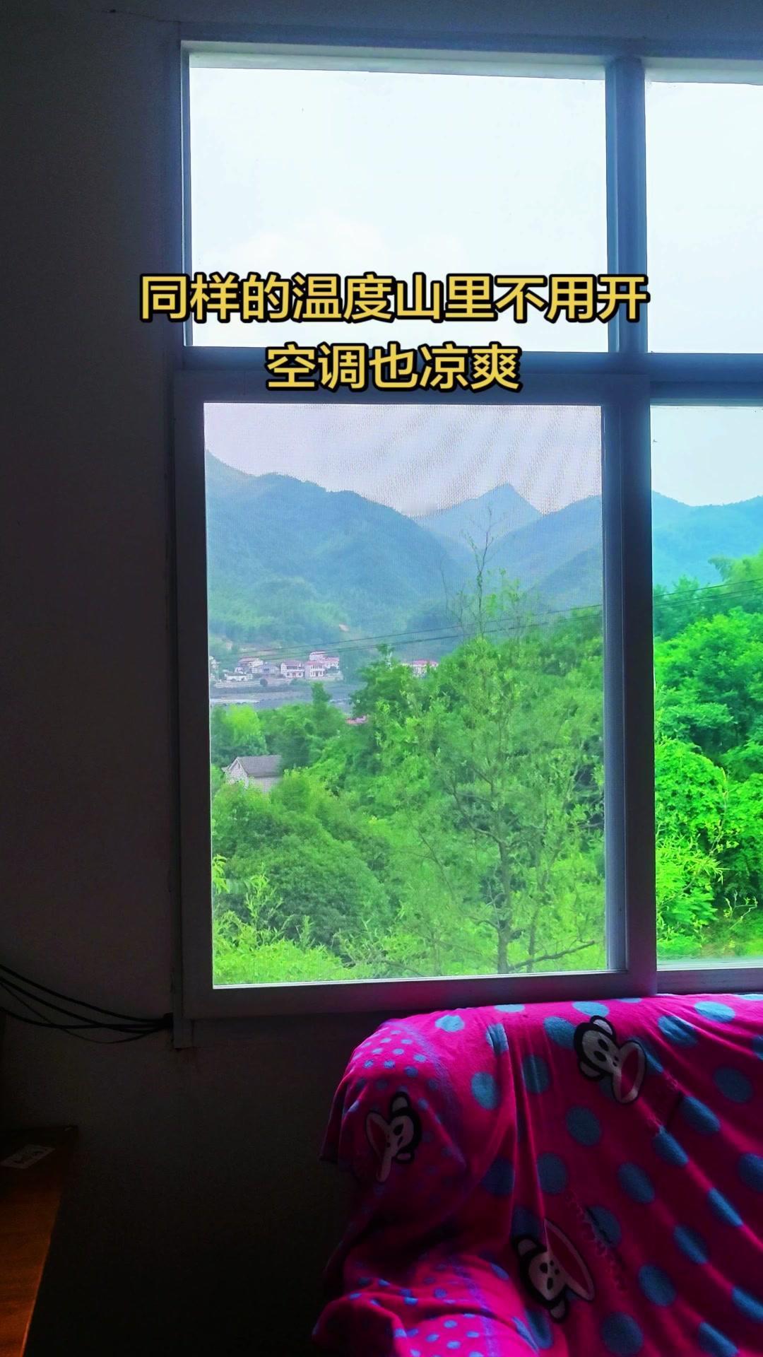 山里的夏天真的太舒服了！同样的气温，空调直接成了摆设～

🏡房子四周全是青山绿