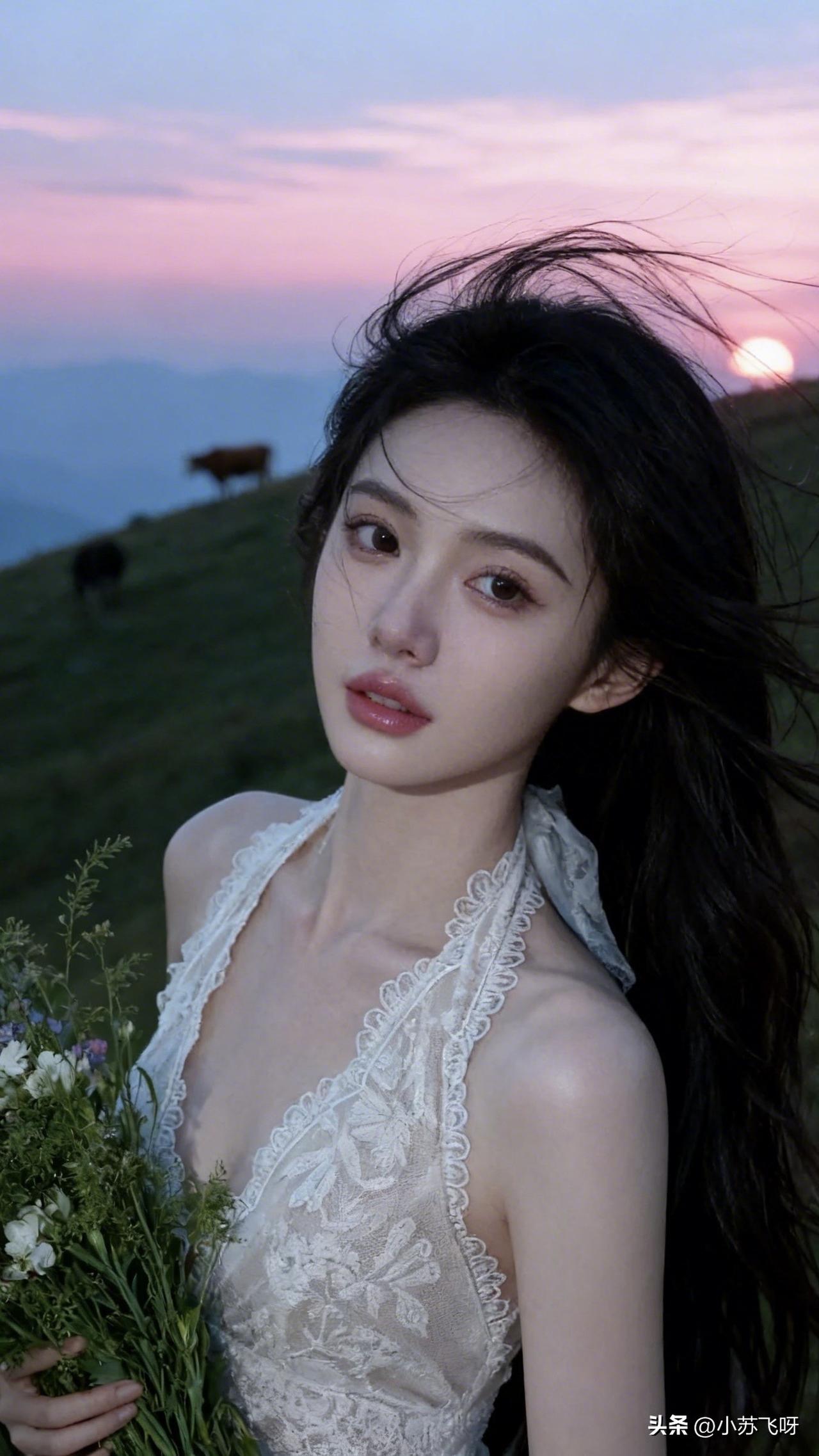 的小苏飞呀 ：“夕阳如诗映娇颜，小苏风姿韵万千；余晖洒落添绮梦，恰似霞云舞暮天。