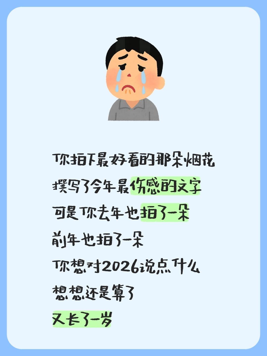 你拍下最好看的那朵烟花
撰写了今年最伤感的文字
可是你去年也拍了一朵
前年也拍了
