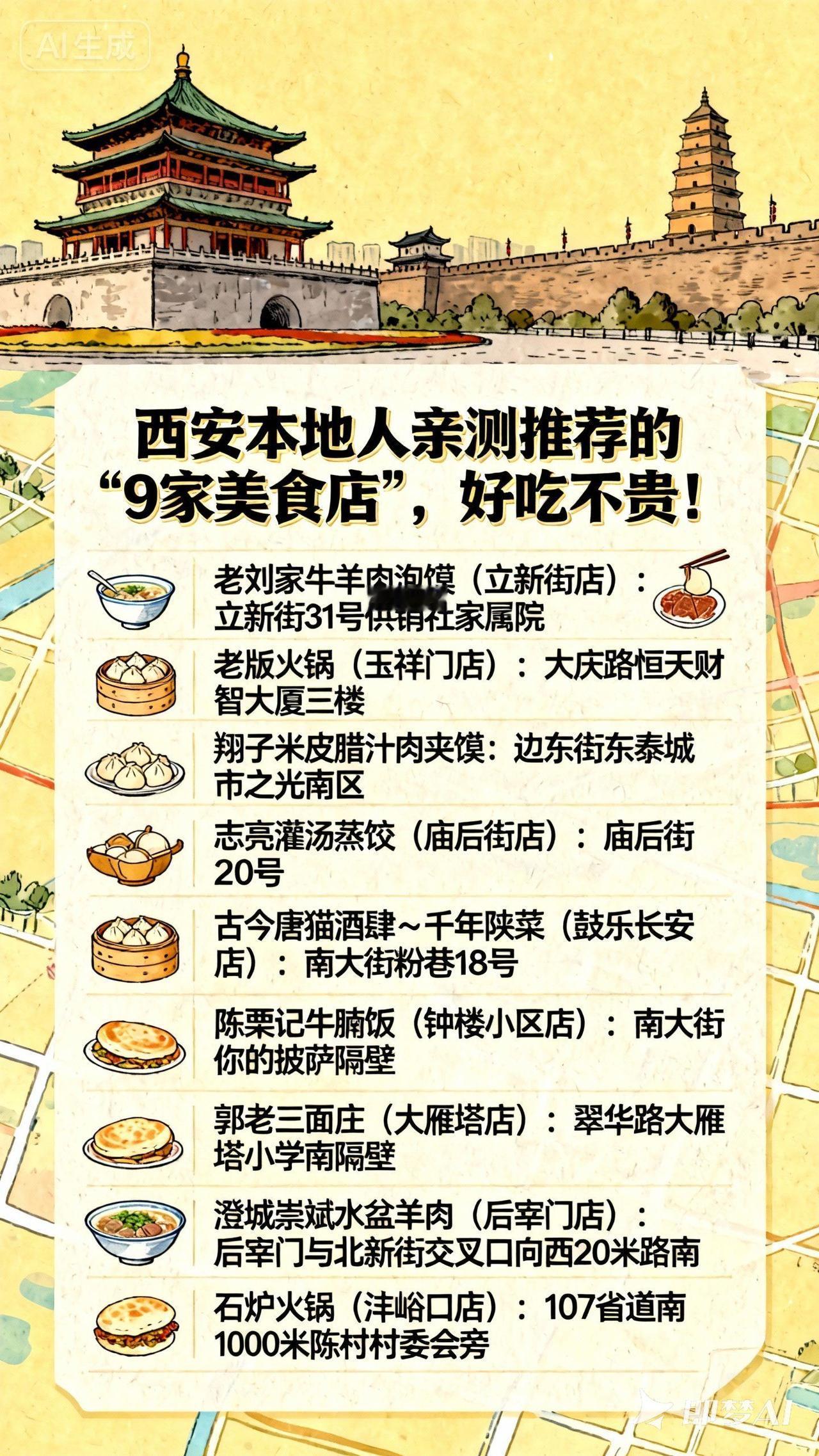西安本地人亲测推荐的"9家美食店"西安本地人亲测推荐的"9家美食店"，好吃不贵！