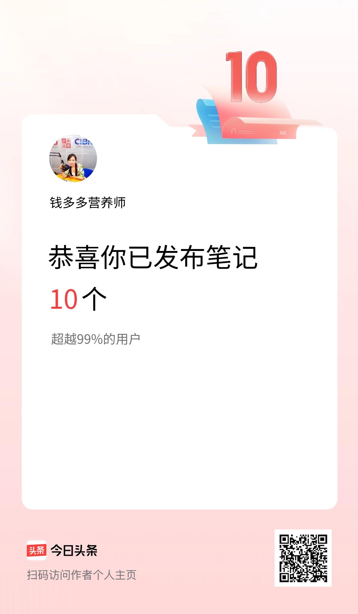 我在头条累计投稿笔记10个