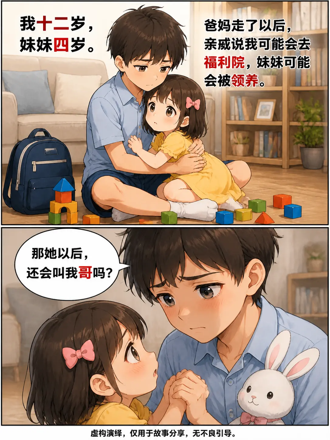 12岁哥哥为护4岁妹妹不被分开领养，独自去办事大厅请求把她写在自己名下