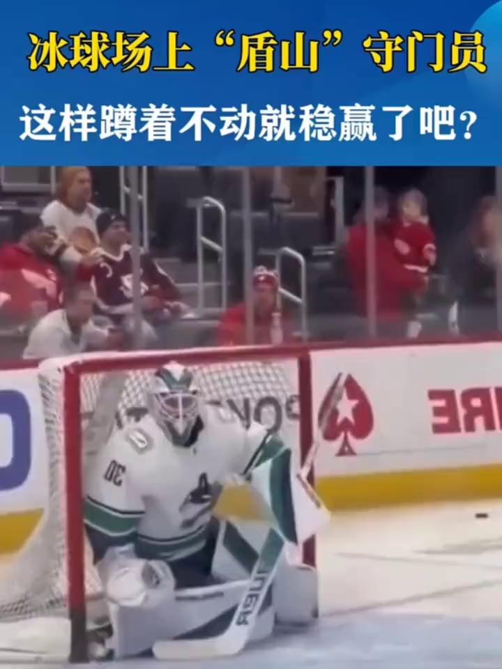 冰球场上"盾山"守门员，这样蹲着不动就稳赢了吧？
