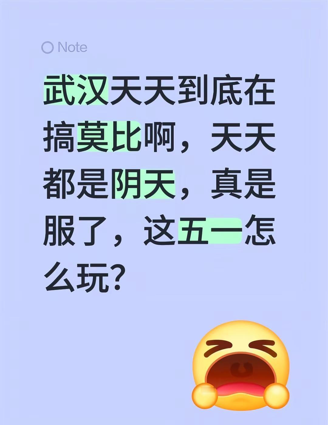 武汉天天到底在搞莫比啊，天天都是阴天，真是服了，这五一怎么玩？武汉旅游 武汉 武