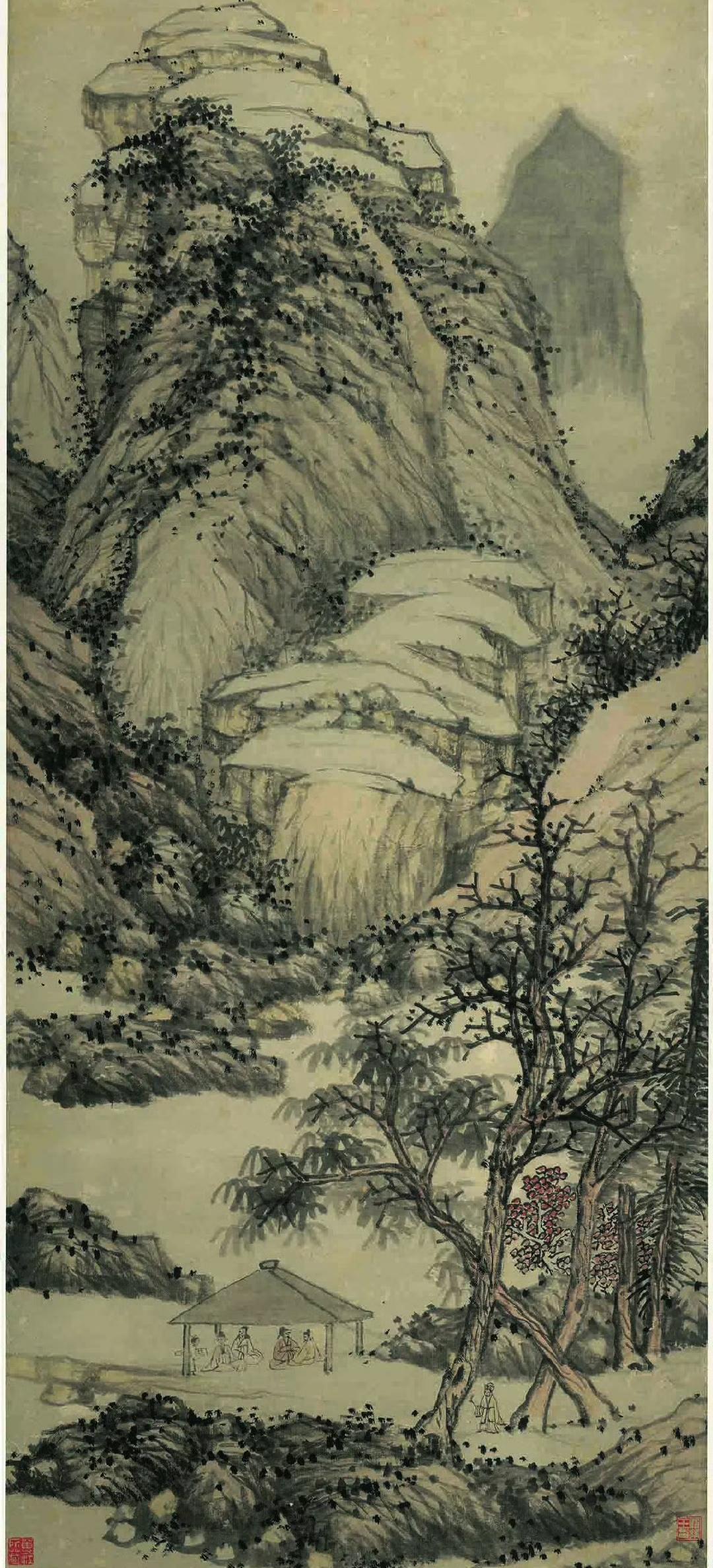 明. 沈周 《山水轴(魏园雅集)》。
郑板桥的竹子画的好，题款更妙。
清. 李鱓