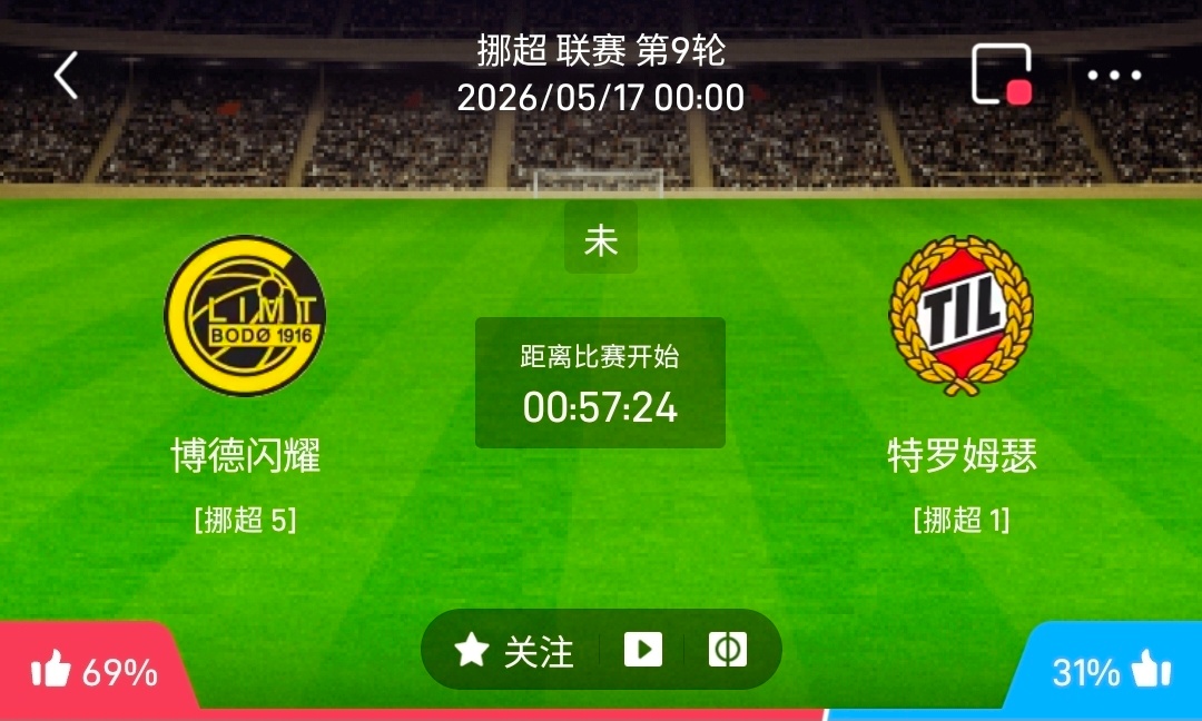 博德闪耀v特罗姆瑟 一、博德闪耀- 本场比赛，主场作战的博德闪耀更值得高看。状态