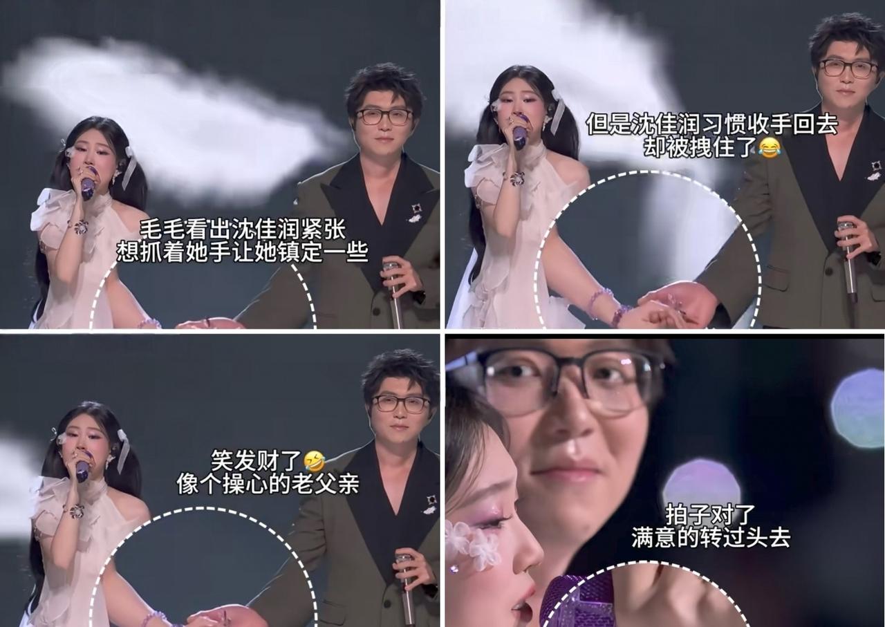 江苏卫视跨年晚会，沈佳润和毛不易合唱《不染》，本来挺文艺的一件事。结果沈佳润一开