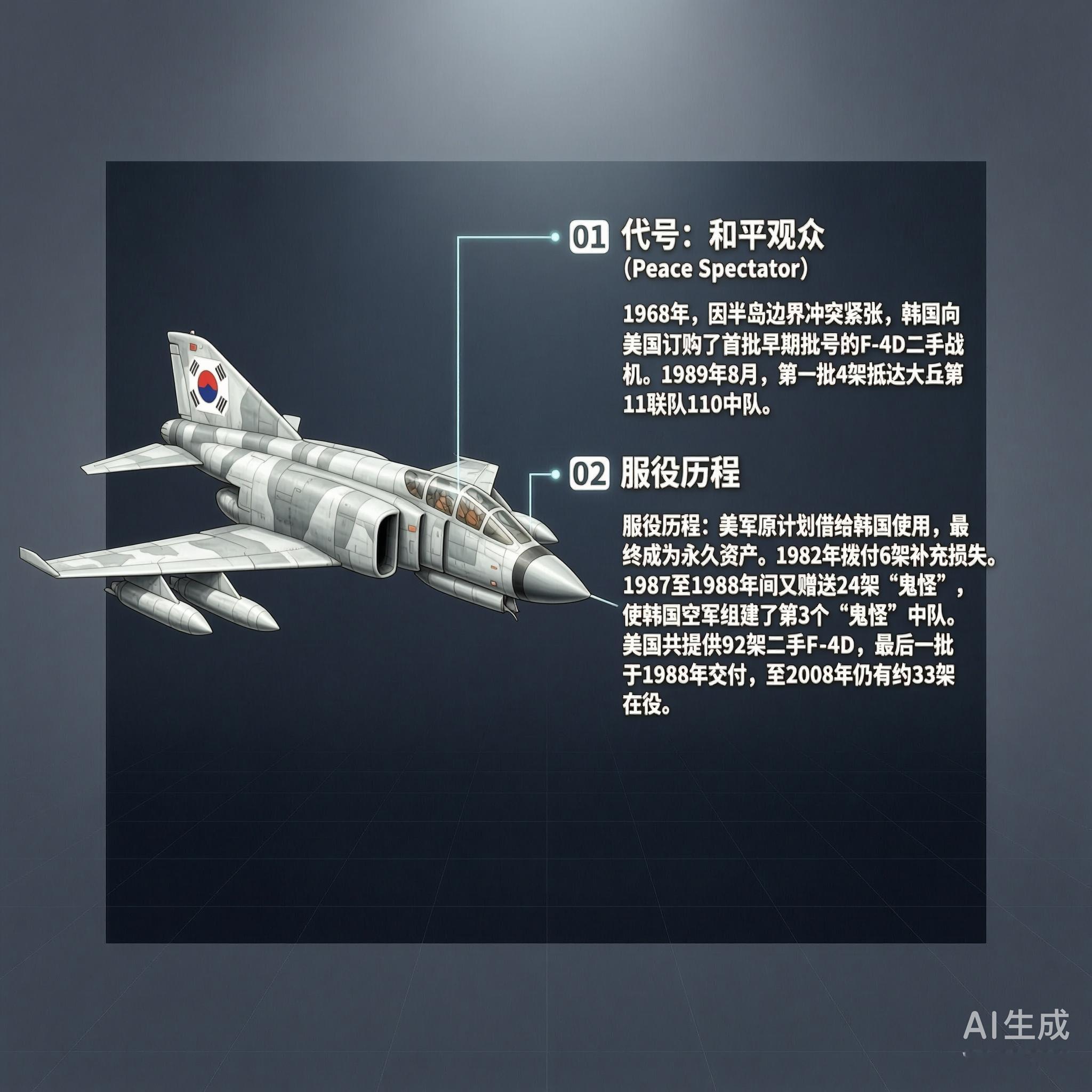 军事ai新视野 F-4“和平野鸡／和平观众”战斗轰炸机［韩］最大速度：2370千