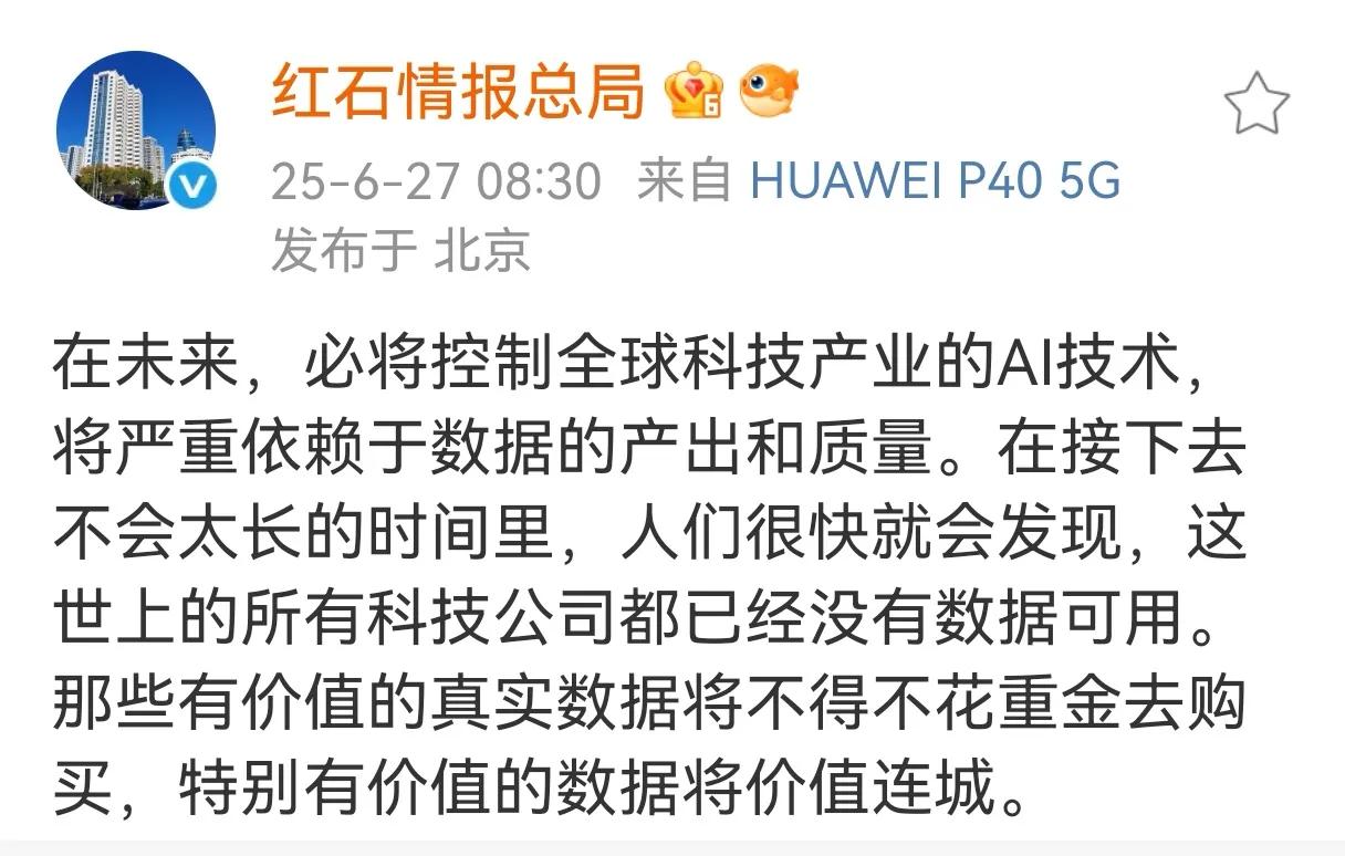 我同意红石情报总局这个结论，AI数据依托我们输入数据的准确性和可靠性。就好比十几