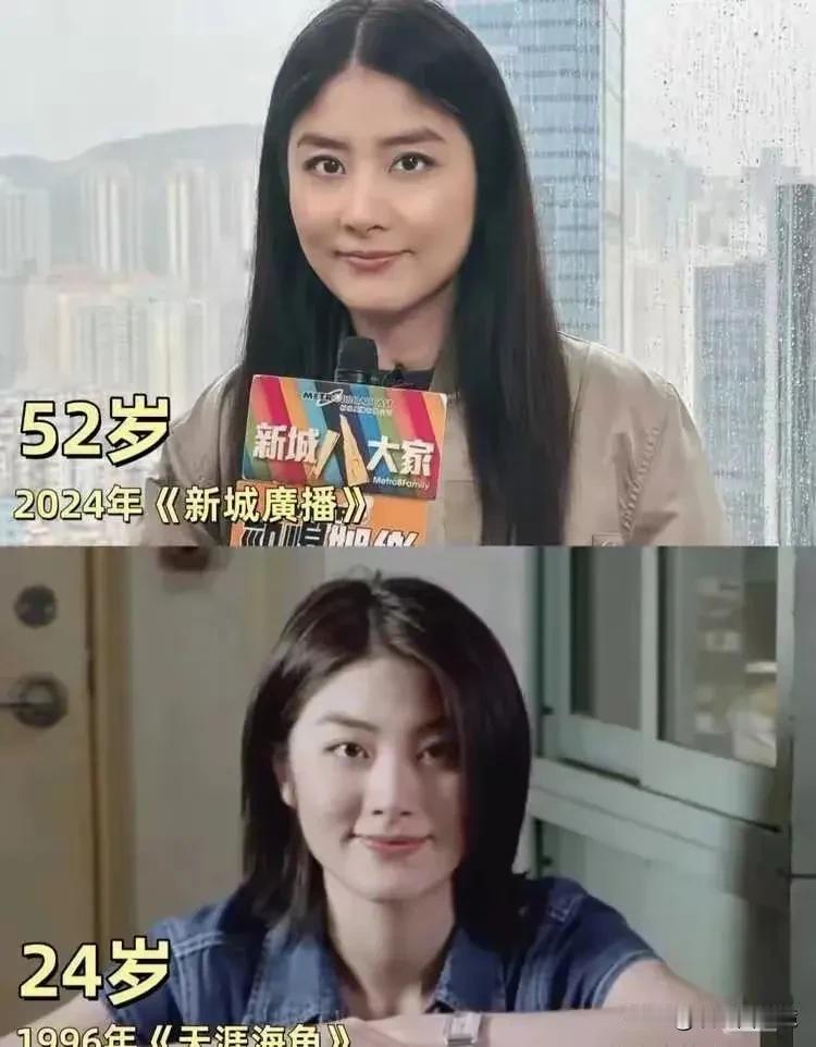 照片中这个女人，是香港娱乐圈中最耐老的女人之一了吧，24岁的她和52岁的她相比，
