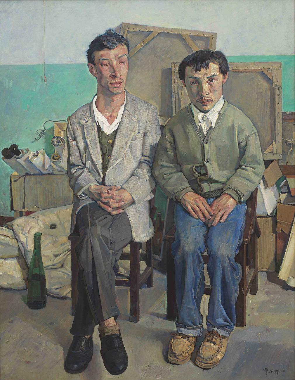 画中不是农民工，而是山西师大的两名学生，有人认为是丑化，有人看到的却是关怀。忻东