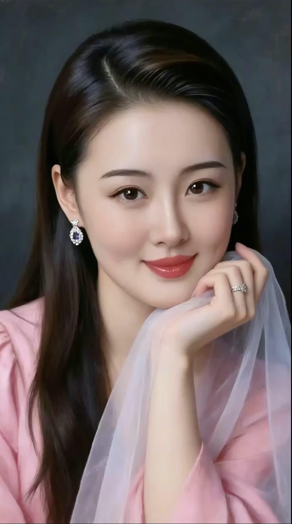 优雅甜美的粉色少女，微笑中透出温柔与自信。