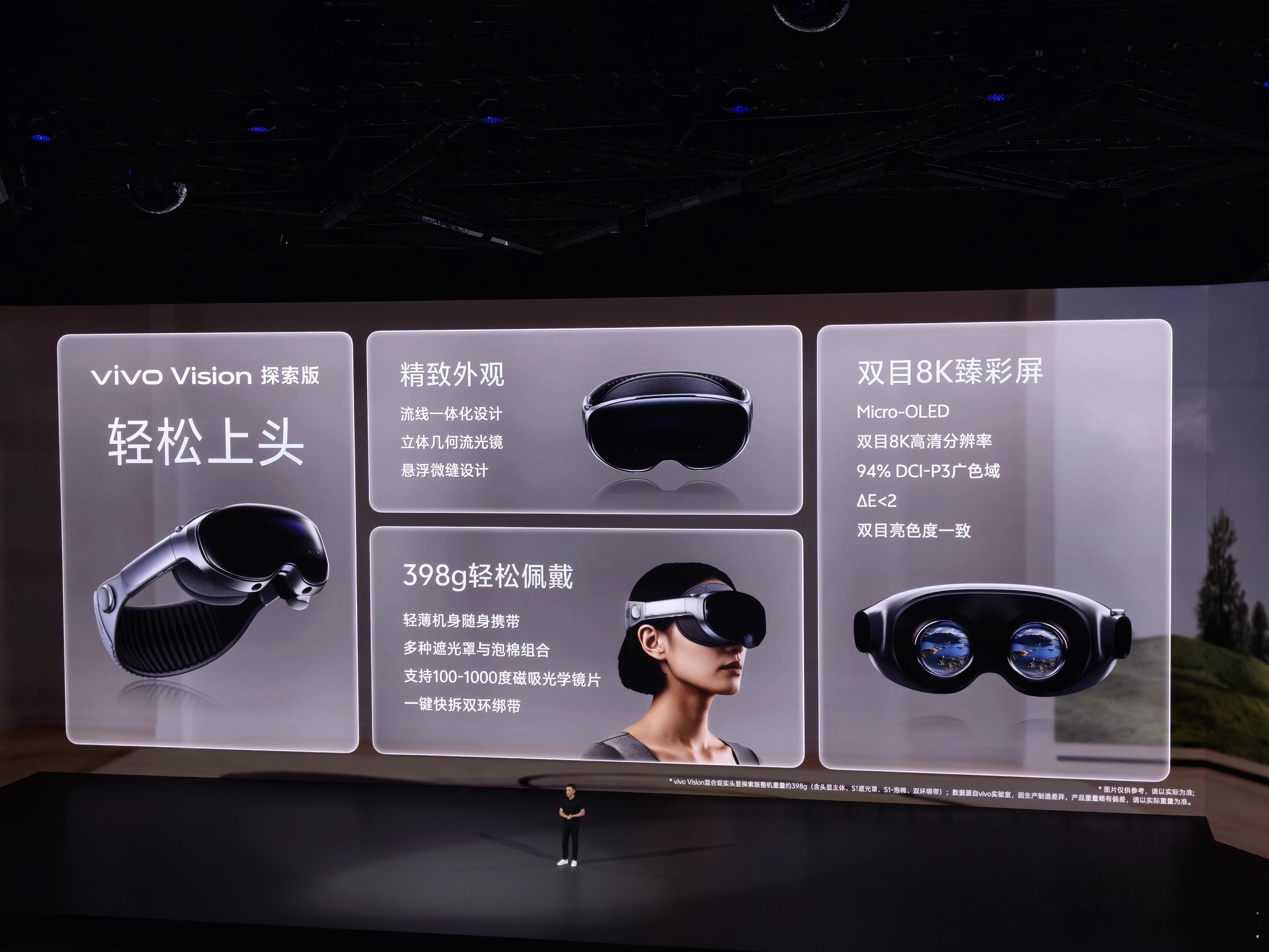 vivo Vision 398g超轻好佩戴、配了4种遮光罩+100-1000度光
