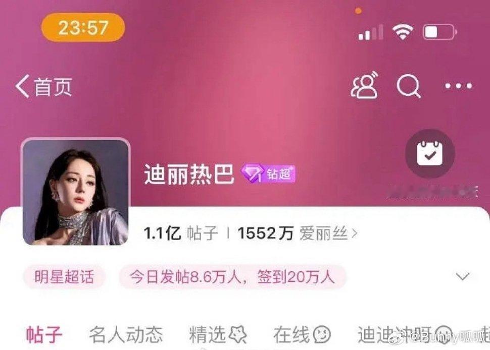 迪丽热巴超话发帖人数达8.6万，活跃粉丝真不少！ 